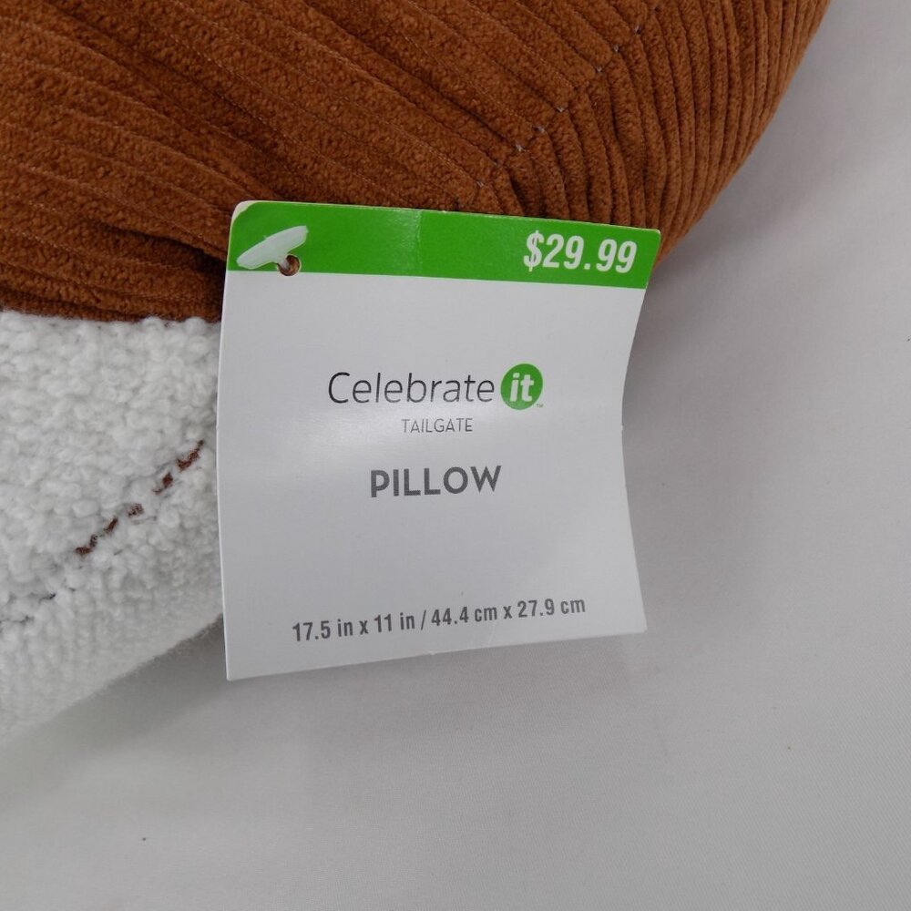 Football Pillow Celebrate it Tailgate Sports Home Decor 17.5" x 11" Brown White - Picture 7 of 9